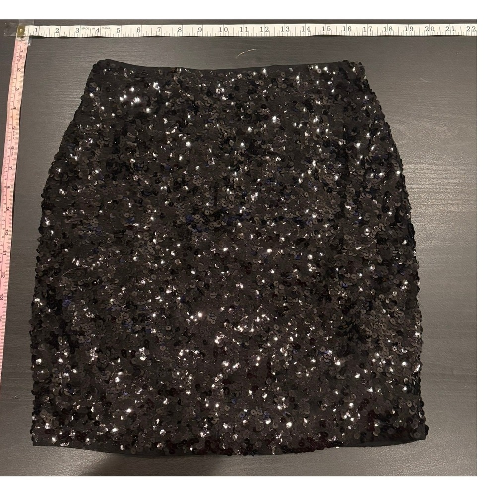 Maner Womens Black Sequin Mini Skirt High Waisted Party Cocktail Size M MA581#